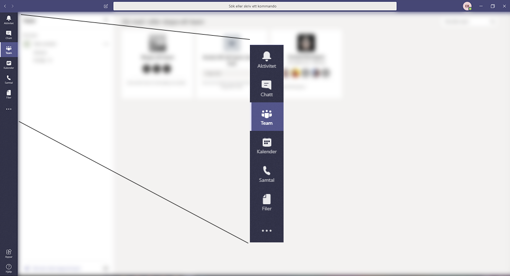 Menysystem i Microsoft Teams