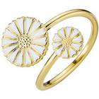 Lund Copenhagen Marguerit ring, 2 blomster i forgyldt med hvid emalje Lund Copenhagen Marguerit ring, 2 blomster i forgyldt med hvid emalje