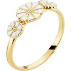 Lund Copenhagen Marguerit Ring, 3 blomster forgyldt med hvid emalje Lund Copenhagen Marguerit Ring, 3 blomster forgyldt med hvid emalje