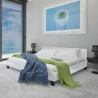 Vidaxl black leather double bed 184cm sammenlign priser hos ... Hvid seng leather