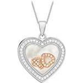 Tuscany Silver Sterling Silver Heart Engraved EdgeMum Locket Pendant on Curb Chain of 46cm//18