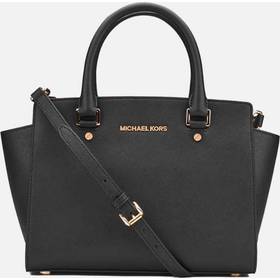 selma medium saffiano leather satchel black